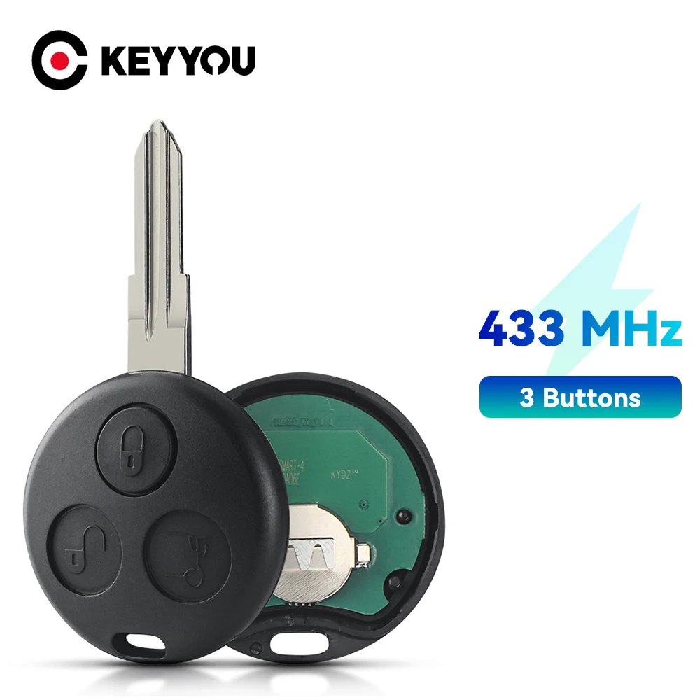 

Ключ дистанционного управления KEYYOU с 3 кнопками 433 МГц для Mercedes Benz Fortwo 450 Forfour Roadster City Coupe Smart 2000-2005