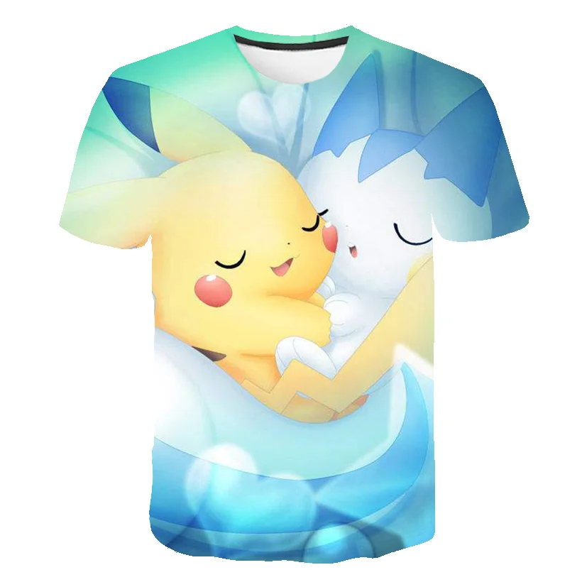 Pokemon Series Printed T-shirt Boys and Girls 3D Summer Casual Short Sleeve Children's Role Playing 4-14 Years Old |