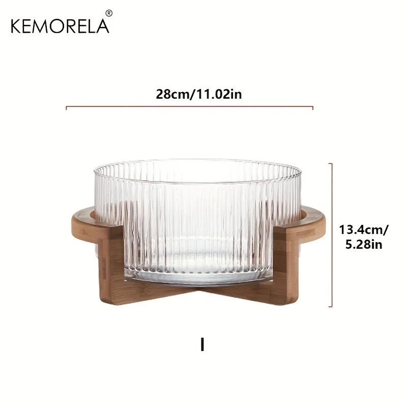 

KEMORELA Клетчатая стеклянная миска с деревянной подставкой