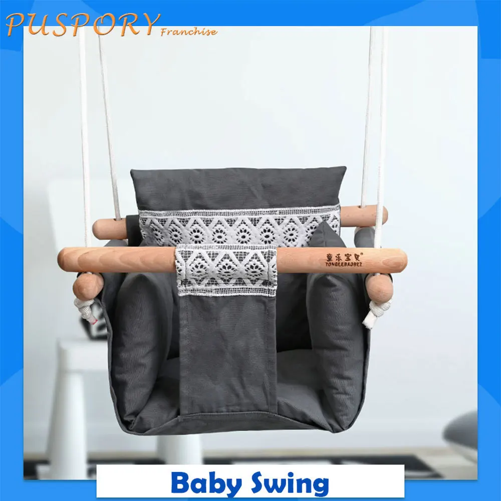 

Baby Swing Infant Outdoor Indoor Cotton Pine Hanging Chair Small Hanging Basket Swing Lace Rocking Chair New Child Play Cradle