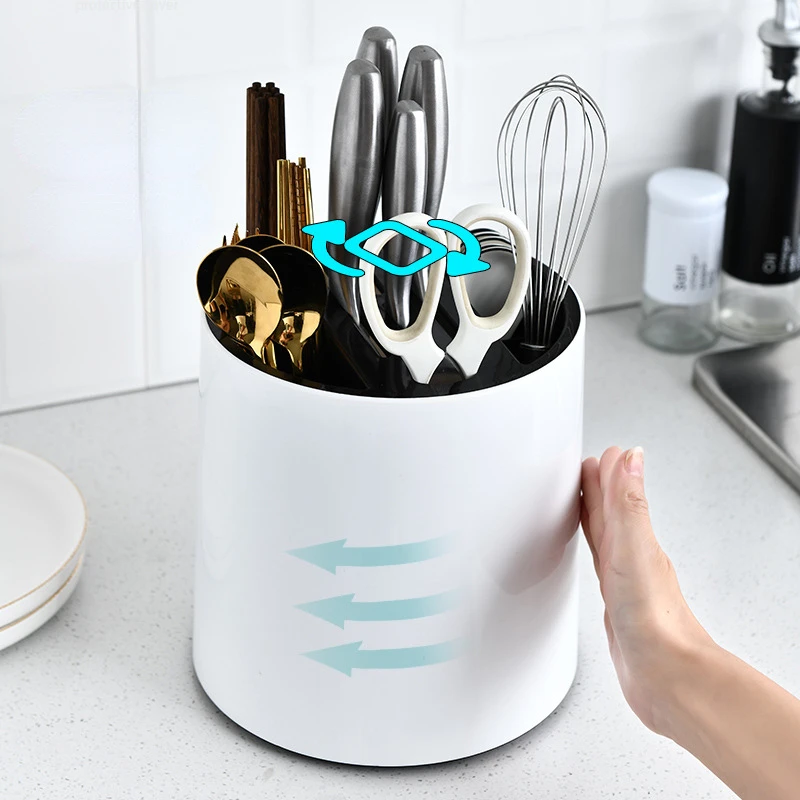 

Многофункциональная кухонная подставка для ножей, вращающаяся стойка для хранения, кухонный держатель для палочек и ложек, креативный держ...