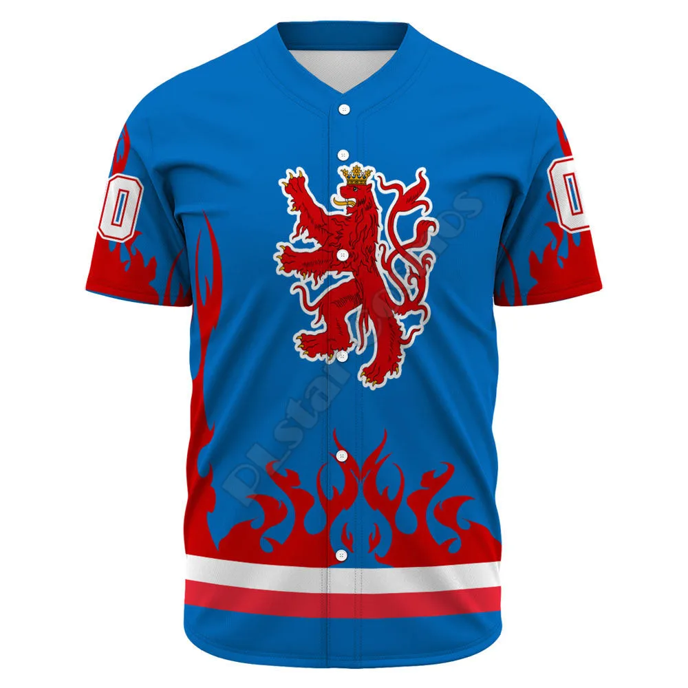 Custom Name Luxembourg Hockey Jersey Style - Baseball Jerseys Baseball Shirt 3D Printed Men Shirt Casual Shirts hip hop Tops