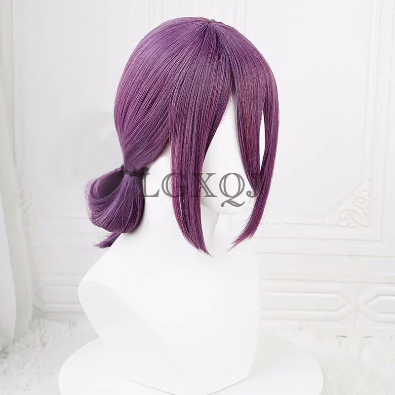 В наличии Reze Косплей Парик Аниме Бензопила Человек 45 см Кожа головы Фиолетовый