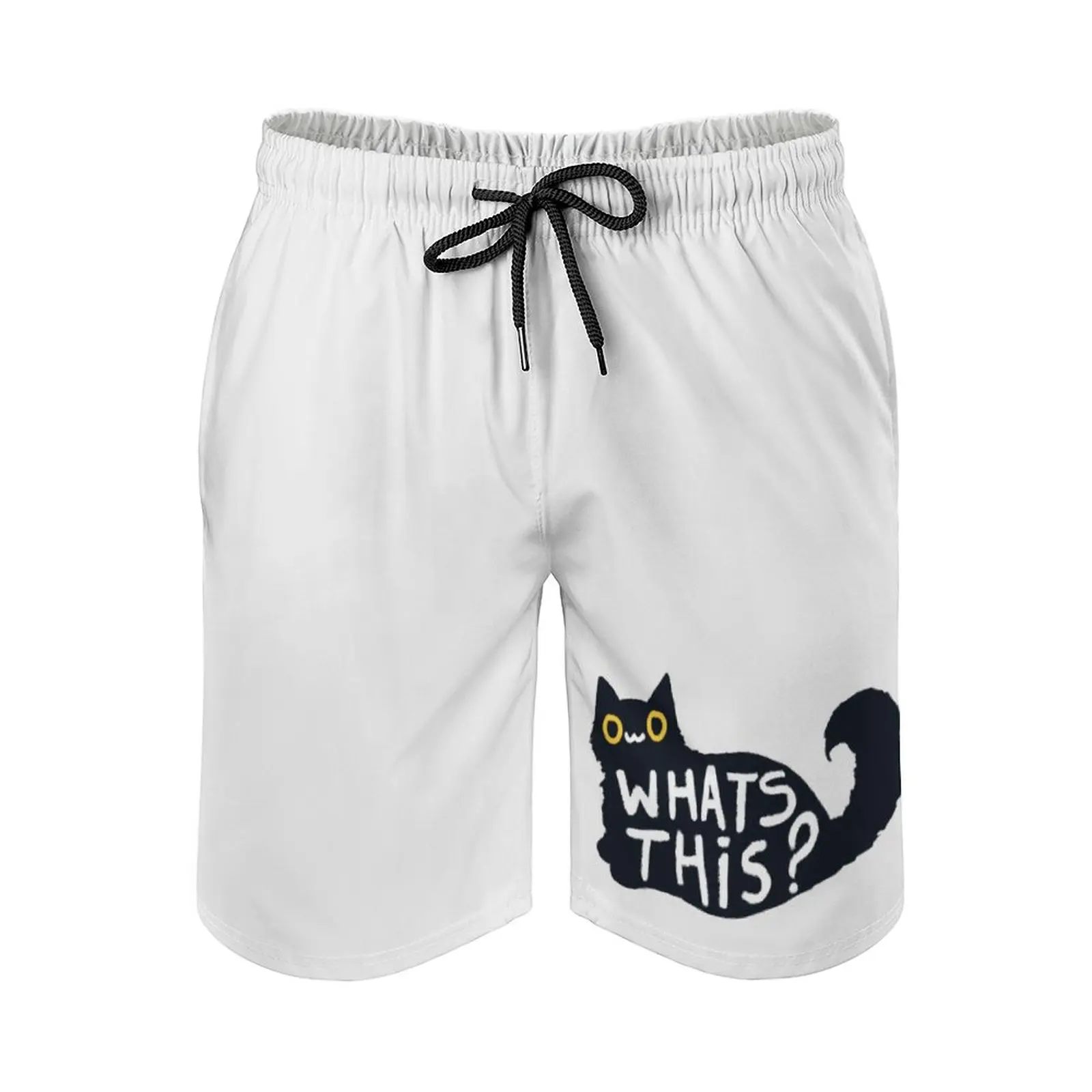 

Owo What'S This  Cat! Men's Beach Shorts 3D Printing Loose Surf Board Shorts Beachwear Black Cat Cat Meme Cutesy Furry Animals