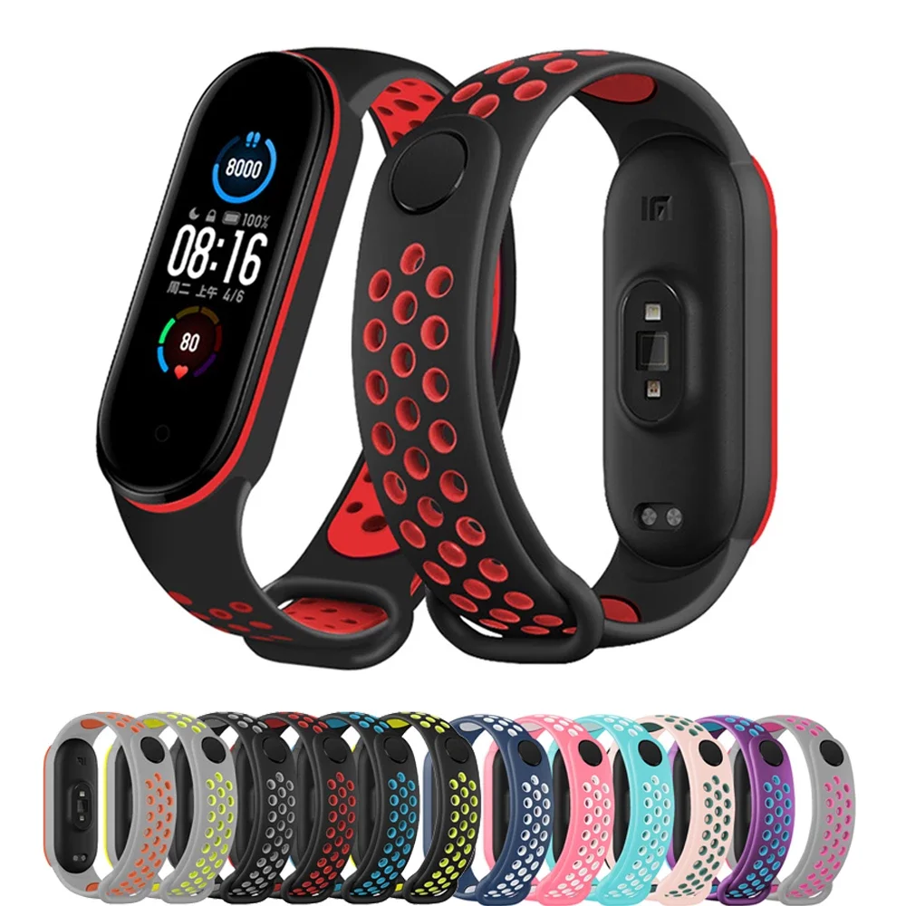 

Ремешок силиконовый для Xiaomi Mi Band 7 6 5, сменный спортивный браслет с защитой от пота для MiBand 3 4, аксессуары для наручных браслетов