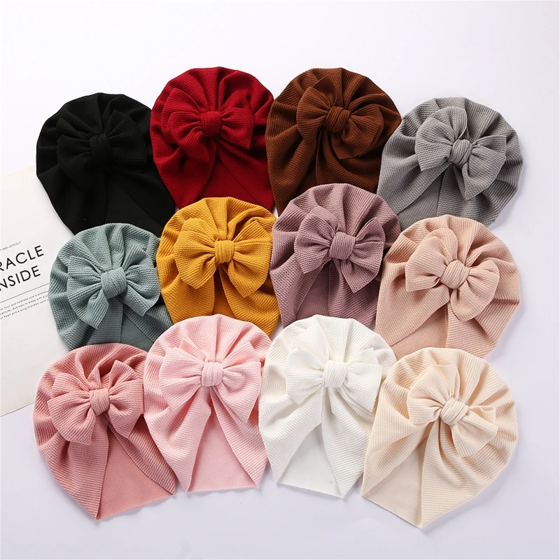 

Baby Hat Cute Bows Knot Beanie Cap Floral Bowknot Headwrap Newborn Soft Cotton Solid Color Bonnet Infants Kids Headwear