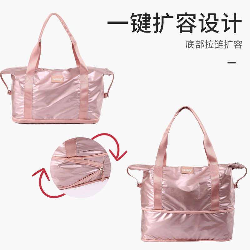 Female Oxford Waterproof Fashion Travel Bag Dry Wet Separation Vintage Large Capacity Extensible Outdoor Gym Tote Bag