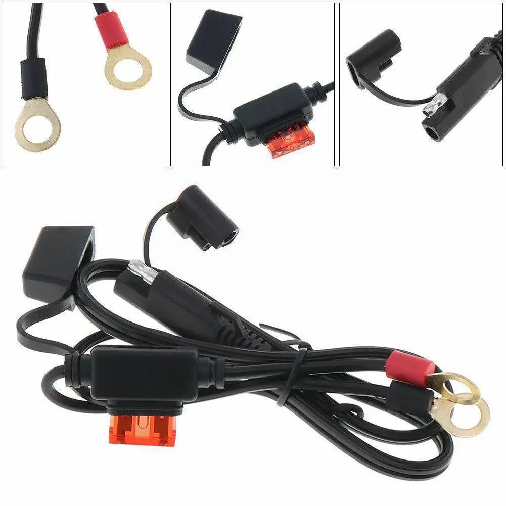 

12V Motorcycle Battery Charger Terminal Ring Connector SAE Cable Adapter Car Charging Battery Cable Harness Battery Cable S A9S3