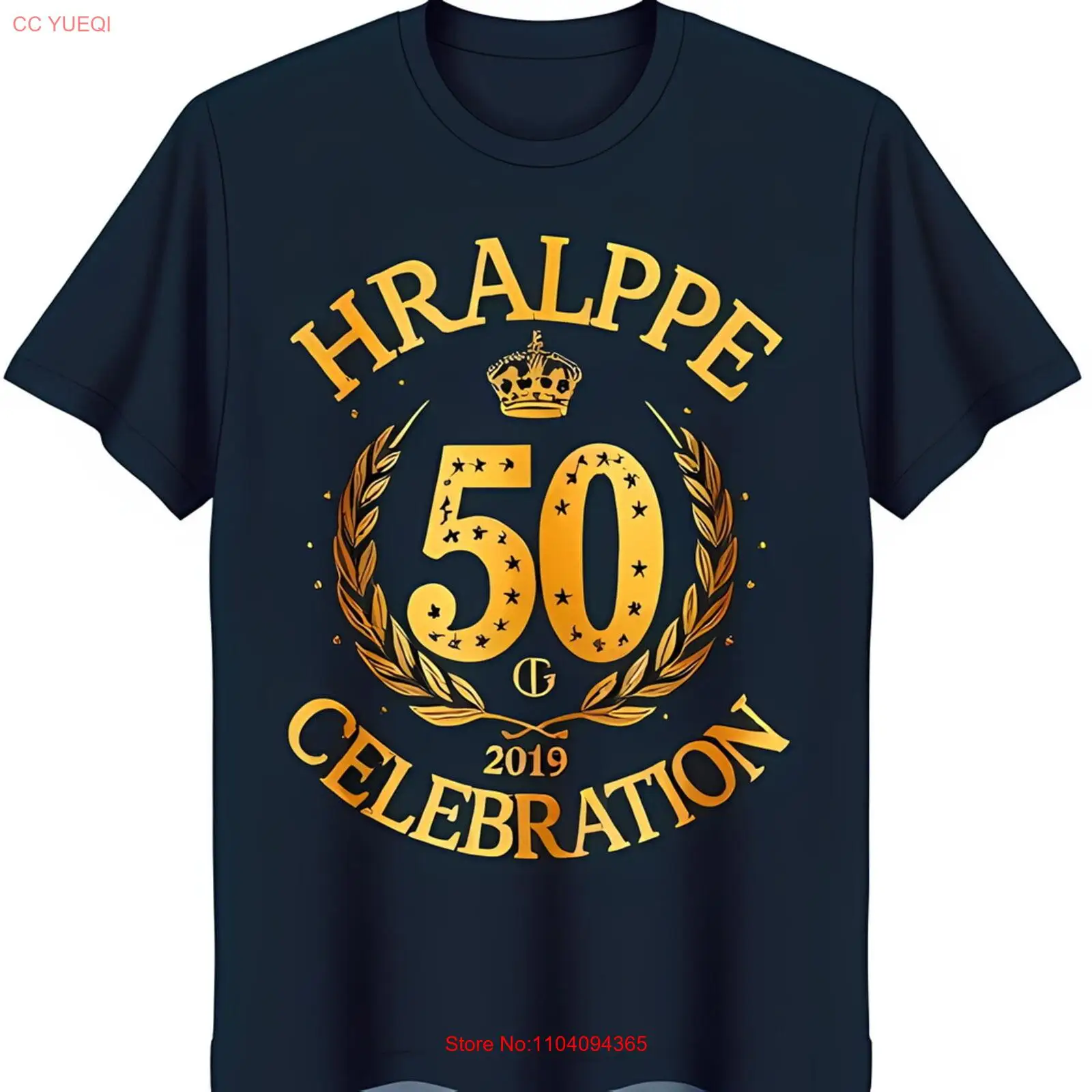 Темно-черная футболка с золотым рисунком &quotHRALPPE 50&quot Celebration &amp Laurel Wreath