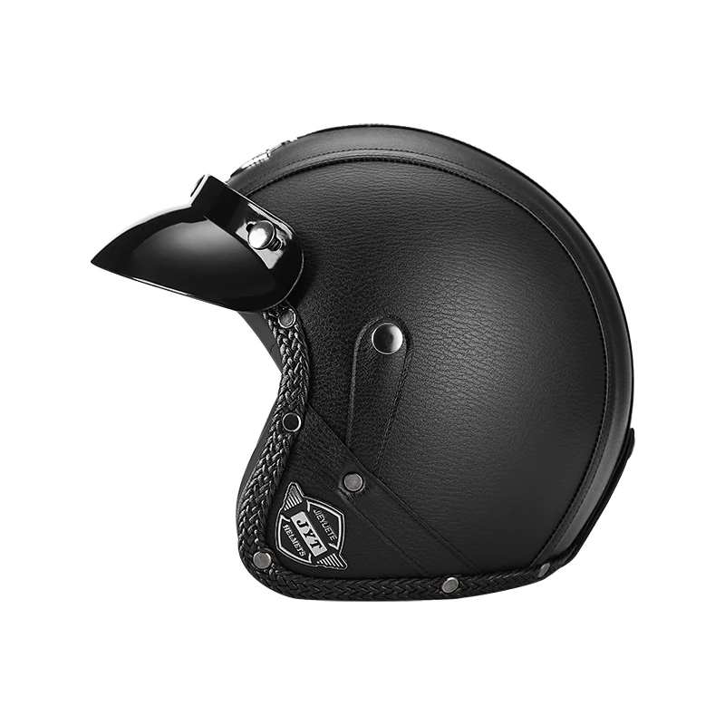 

JYT-555 Dot Approve Open Face Helmet Motorcycle 3/4 Jet Retro Scooter Bike Pu Leather Vintage Cafe Racer Casco De Moto Capacete