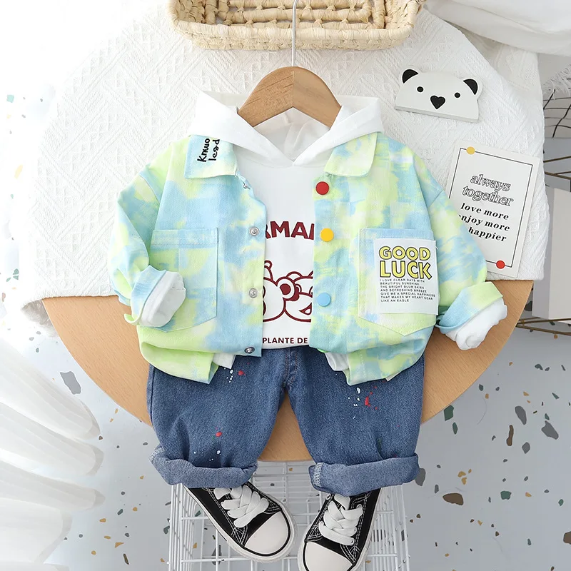 

1-7T 3pcs Infant Boys Clothes set Autumn Winter Toddler Kid Clothing Tie dye Jacket Hoodies Jeans Denim Pants Fashion Outfit