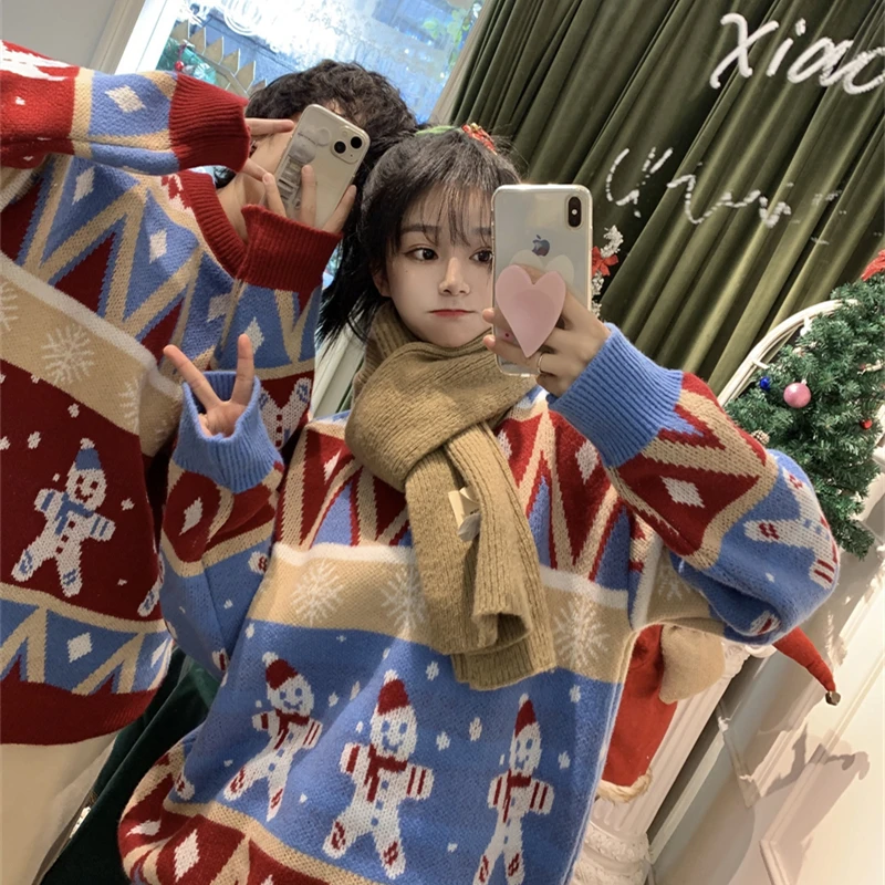 

Women's Autumn and Winter New High-end Temperament Round Neck Long Sleeve Vintage Sweater Thickened Flocking Knitted Pullover