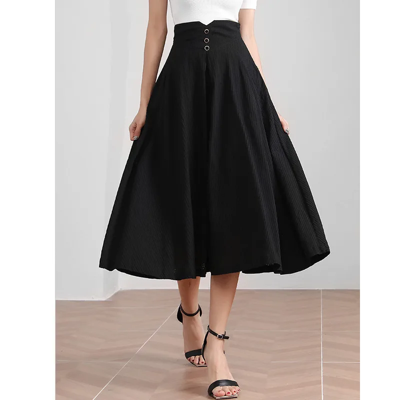 

Женская модельная юбка в синюю полоску, демисезонная дизайнерская трапециевидная юбка с высокой талией, TB2696