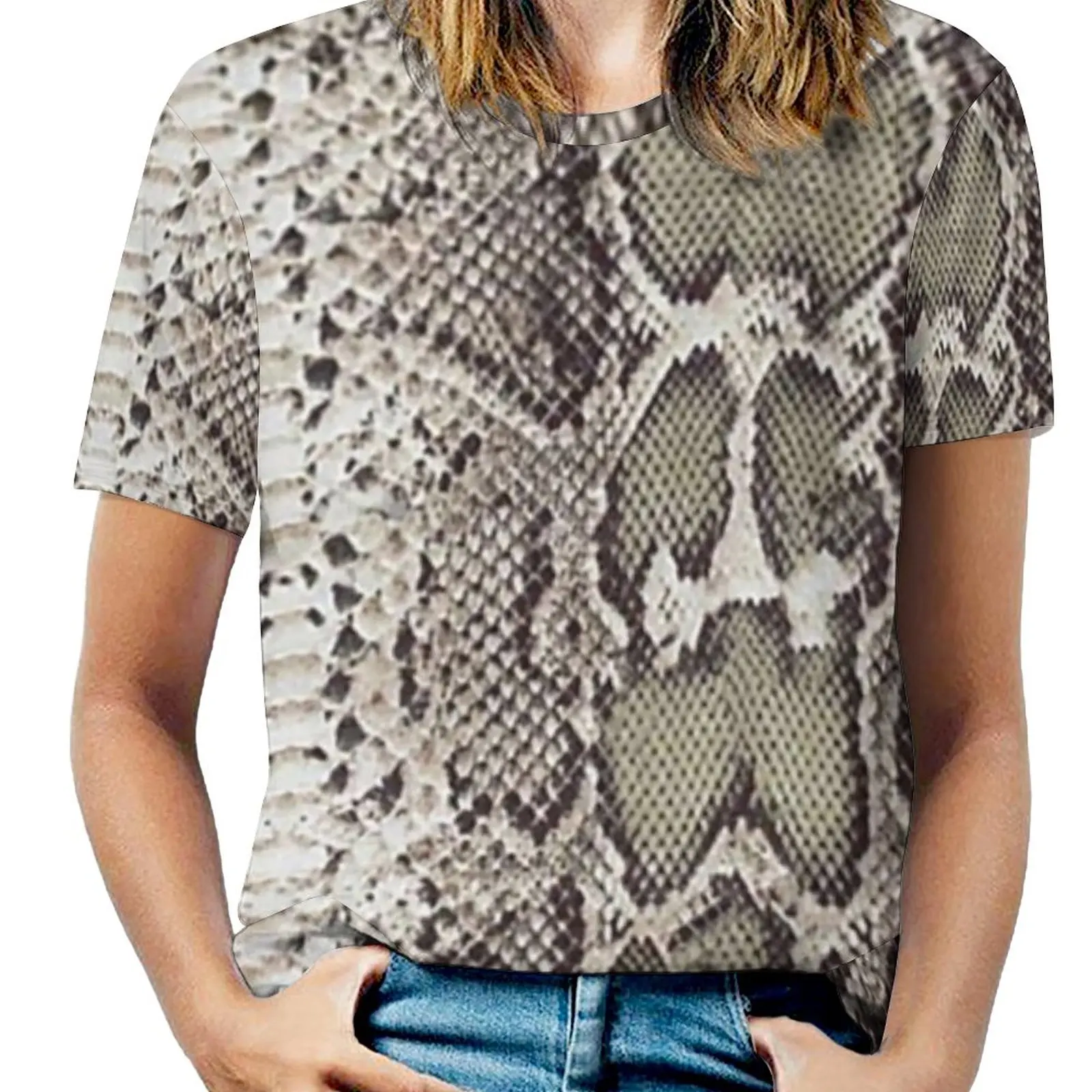 

Футболки с принтом змеиной кожи корейская модная футболка с коротким рукавом Винтажная Футболка большого размера летние Графические Топы ...