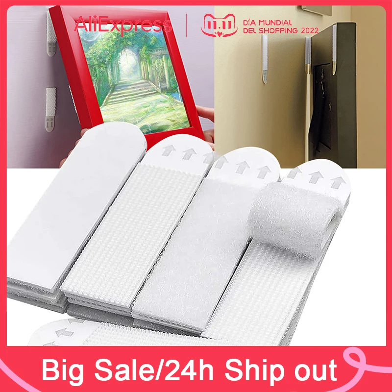 

24 PCS Removable Damage-Free Picture Frame Hanging Strips Tape No Trace Wall Sticker Hook DIY Strong For Poster Frame Strip Tape