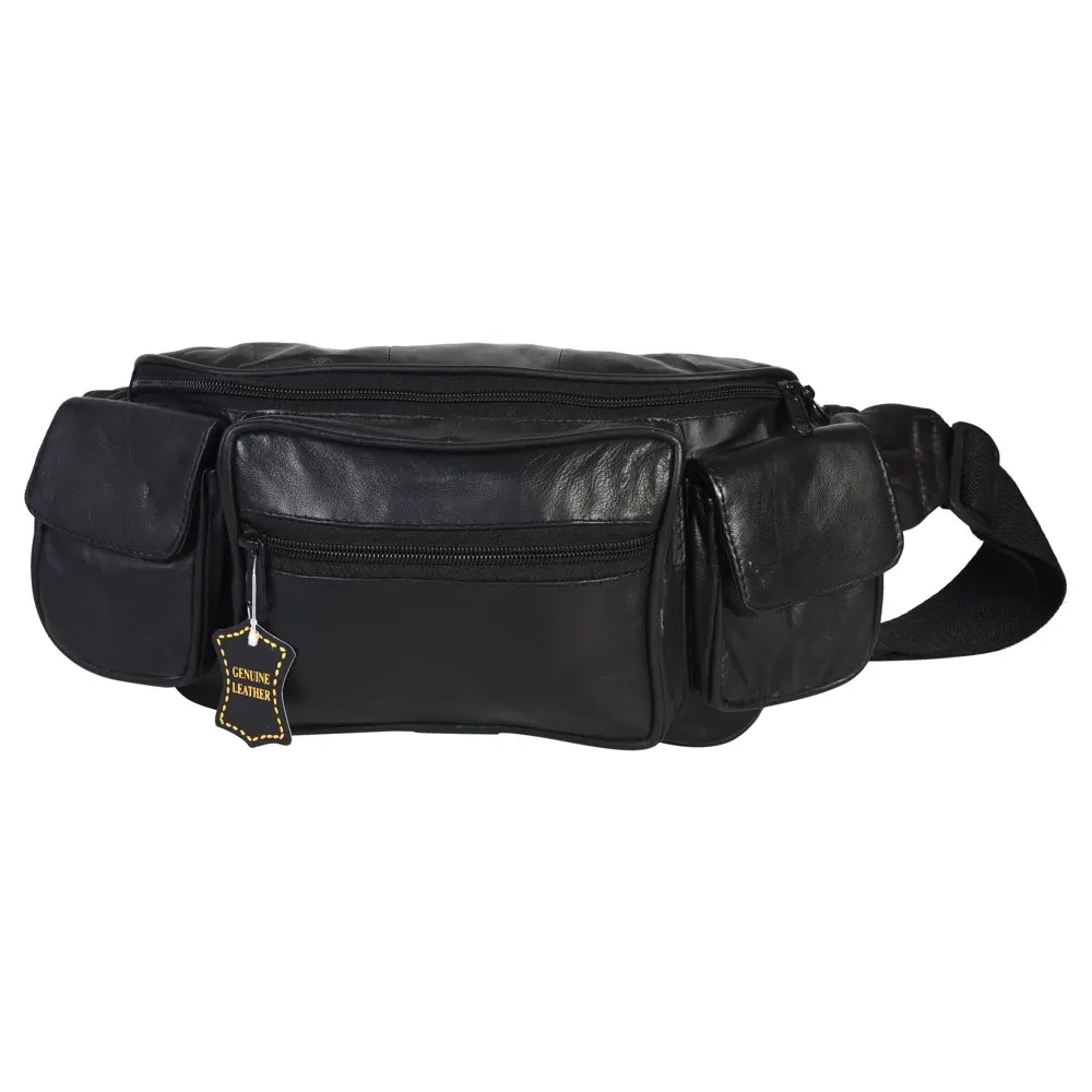 Jumbo Fanny Pack with 2 Side Pockets  Leather