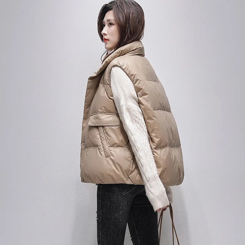 Lightweight Short Shirt Thin Down Jacket Women's Vest Winter 2023 Oversize Demi-season Parka New In Outerwear  Blouses