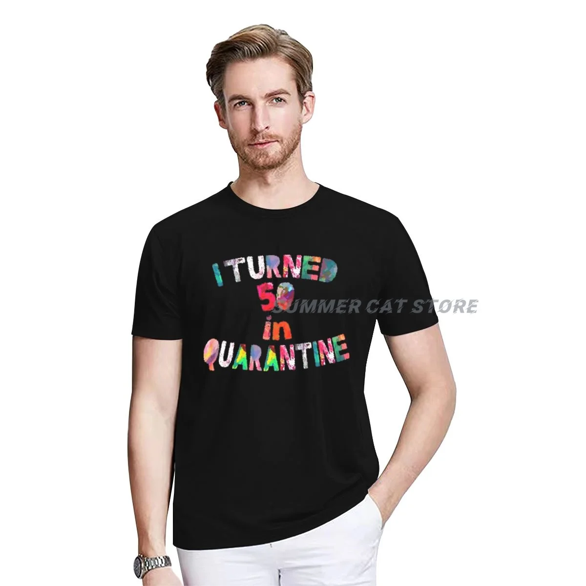 

I Turned 50 In Quarantine Funny Idea For Birthday T-Shirt Party Graphic Tee Tops Aesthetic Clothes for Women Men