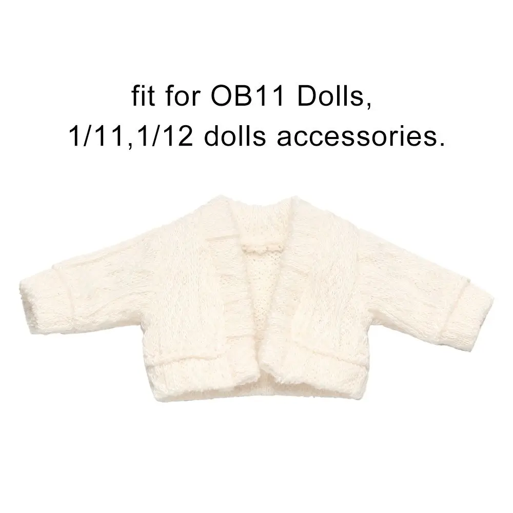 Doll Handmade Multicolored Mini Knitted Sweater Cardigans Tops Casual Dress Clothes for 1/11 1/12 OB11 Dolls Accessories images - 6