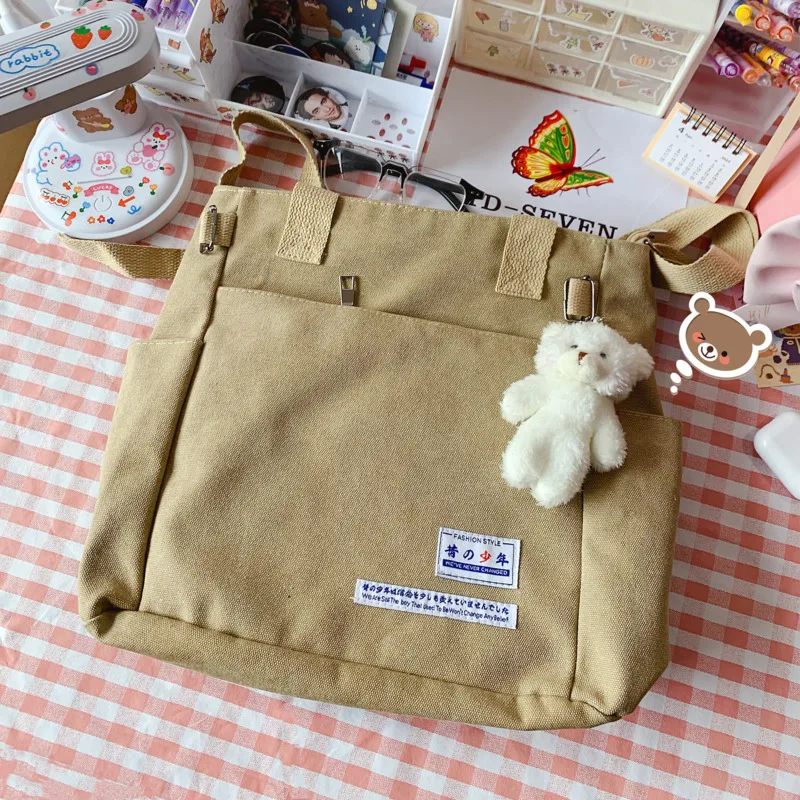 Women High Capacity Handbag Multipurpose Shoulder Messenger Bag Canvas Bag Pendant Сумка Багет Sac A Main Femme Bolsa Feminina