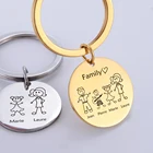 Брелок для ключей для мальчиков и девочек, индивидуальный детский брелок из нержавеющей стали с гравировкой имени члена семьи, мамы, папы, подарок для мужчин и женщин