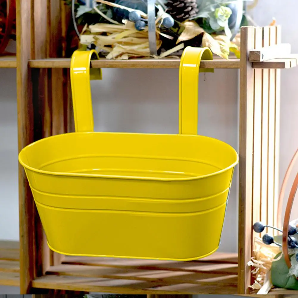 

Useful Flower Planter Anti-deformed Long Lasting Wall Hanging Flower Holder with Removable Hook Iron Art Plant Pot Home Decor