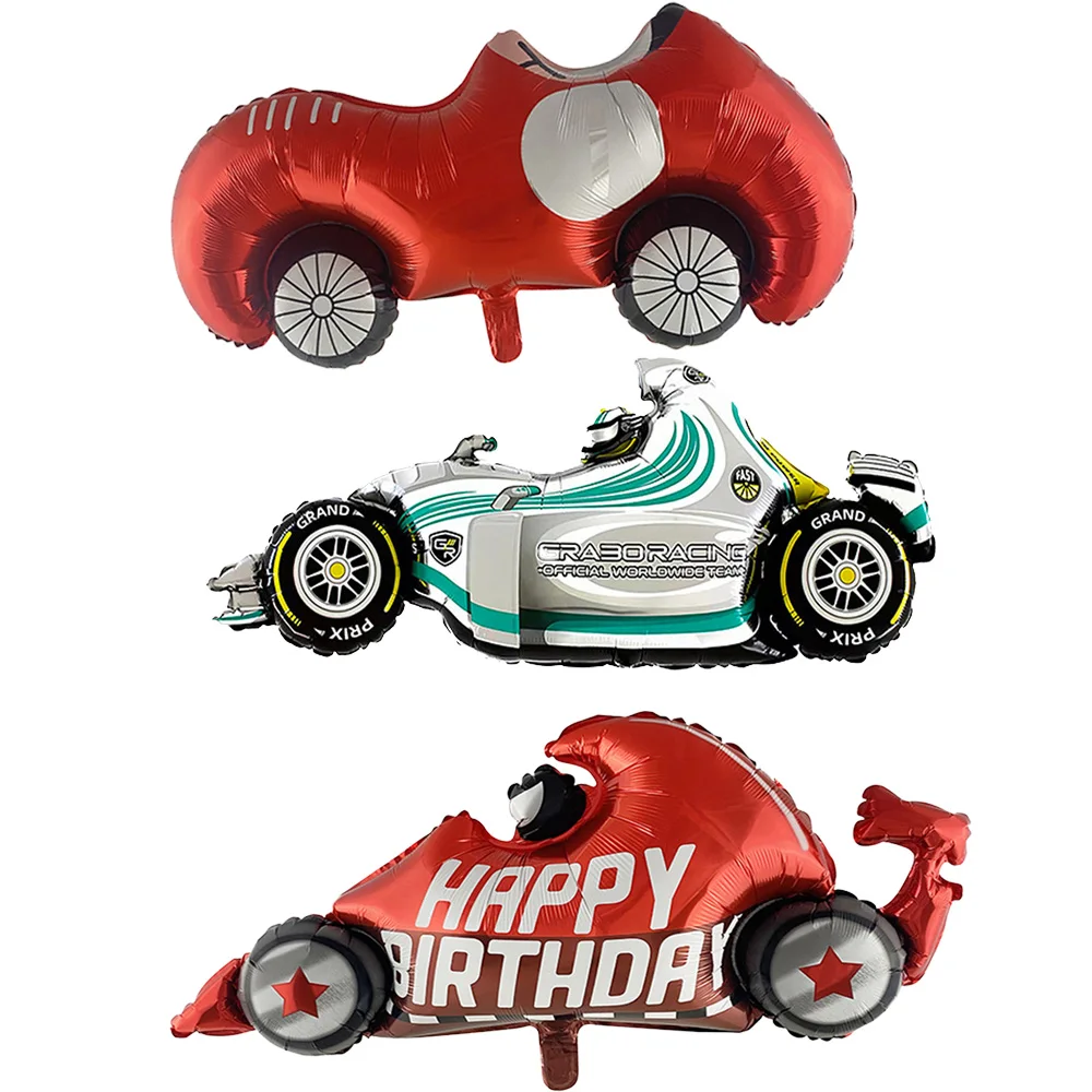 

Large Race Car Vintage Foil Balloons Birthday Baby Shower Racing Car Theme Party Decorations Boy Supplies Kids Favors Red Blue