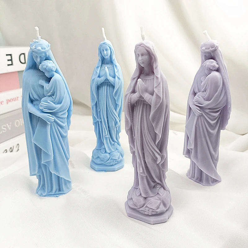 New 3D Silicone Mold God  Virgin Mary with Baby Jesus Candle DIY Tools  Clay Resin Mould