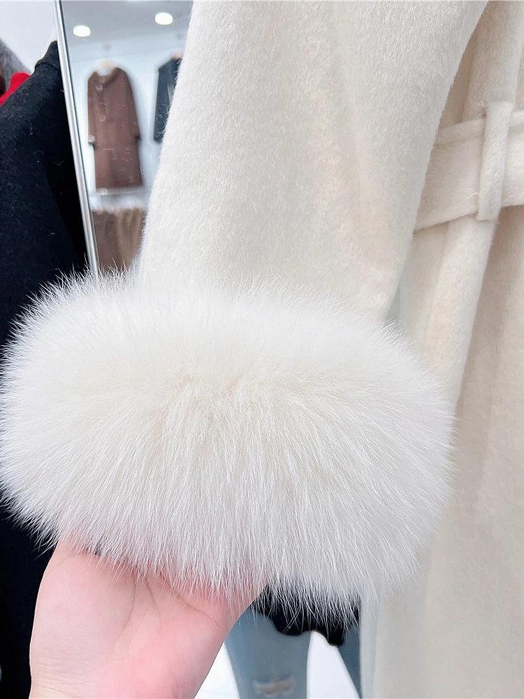 GVUW шерстяные пальто для женщин с лацканами из искусственного меха длинными