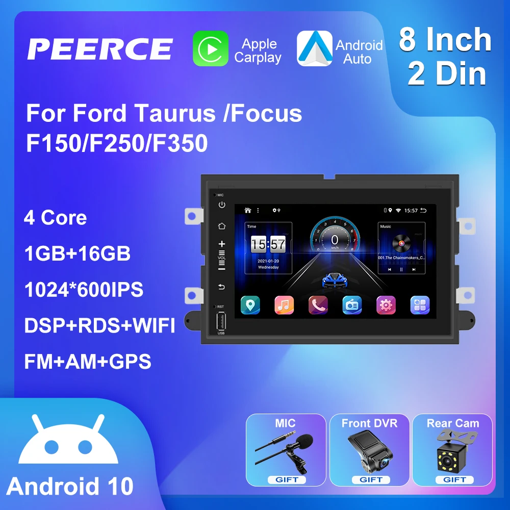 

Автомагнитола PEEREC для Ford Taurus, мультимедийный плеер на Android 10, 2 Гб ОЗУ, 32 Гб ПЗУ, с GPS, для Ford Taurus Focus F150/F205/F350