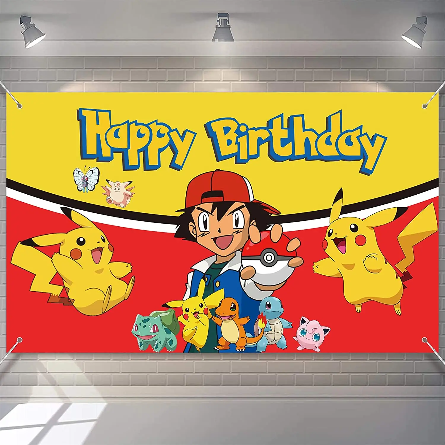 

Pokemon Pikachu Happy Birthday Banner Botikit Birthday Party Supplies Decoration Party Background Photo Background Customizable