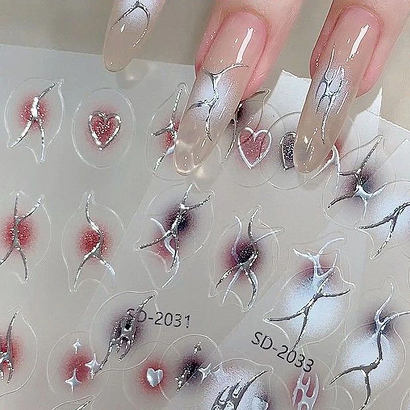 Металлические серебряные линии наклейки для маникюра ногтей металлические