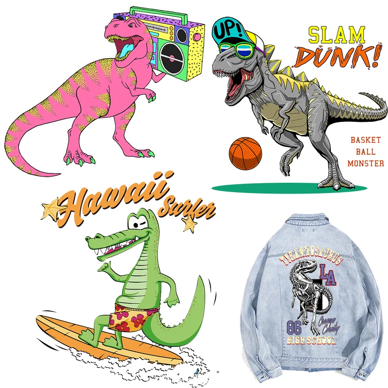 

Dinosaur Letter Patch Thermal Sticker on Clothes Iron-on Transfers for Clothing Thermoadhesive Patches Diy Heat Applique for Kid