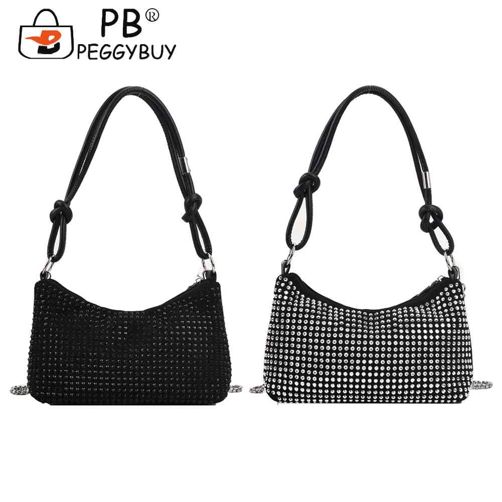 

Fashion Rhinestones Shoulder Underarm Bag Female Chain Crossbody Totes Bags