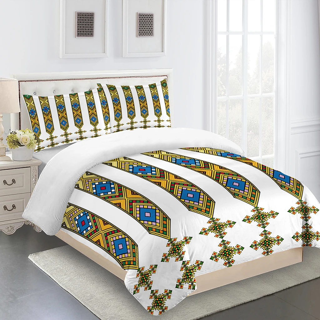 

Free Shipping Saba Telet Ethiopian Eritrean King Twin Full Bedding Sets Single Double Bed Duvet Cover Set and 2pcs Pillow cover