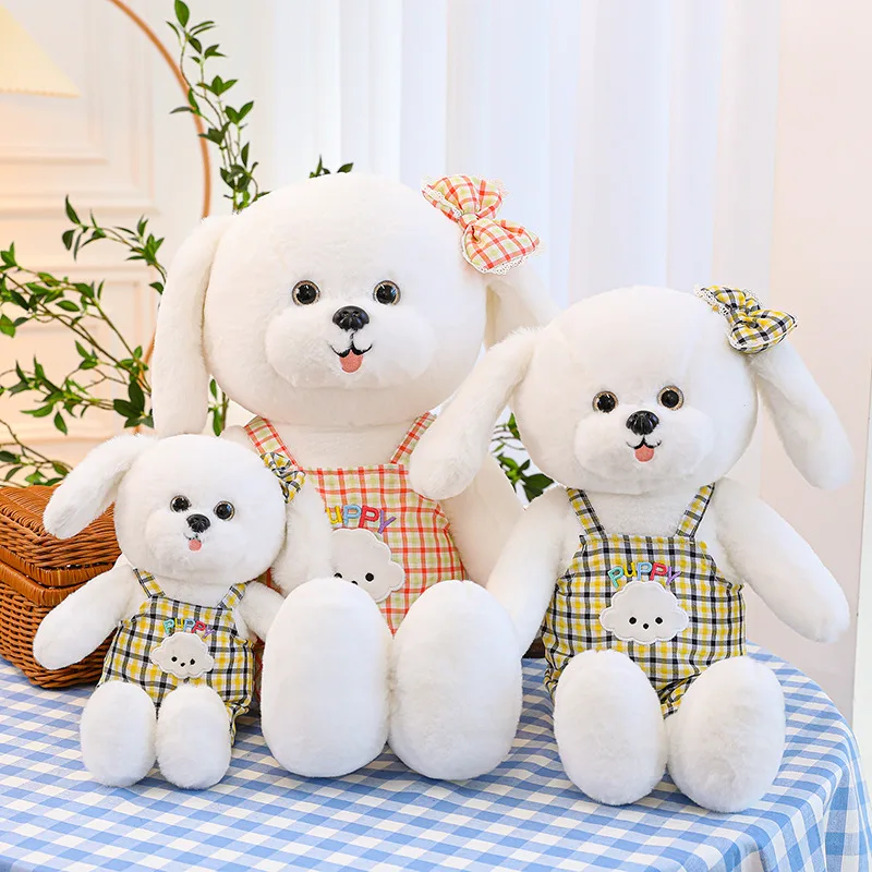 

Kawaii Strap Jumpsuit Dog Plush Toy Cute Stuffed Animals Peluches Doll Hug Pillow Home Comfort Plushies Cushion Soft Toys Gifts