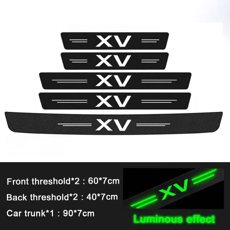 

Светящиеся наклейки на порог автомобиля, Накладка на порог, наклейки, защитные наклейки для Subaru XV 2023, полоски, аксессуары из углеродного волокна