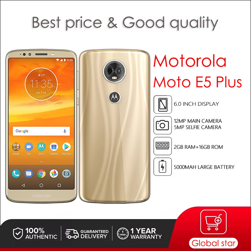 

Motorola Moto E5 Plus Refurbished-Original XT2052 Mobile Phone 6.0inches 12MP 16GB 2GB RAM Free Shipping High Quality