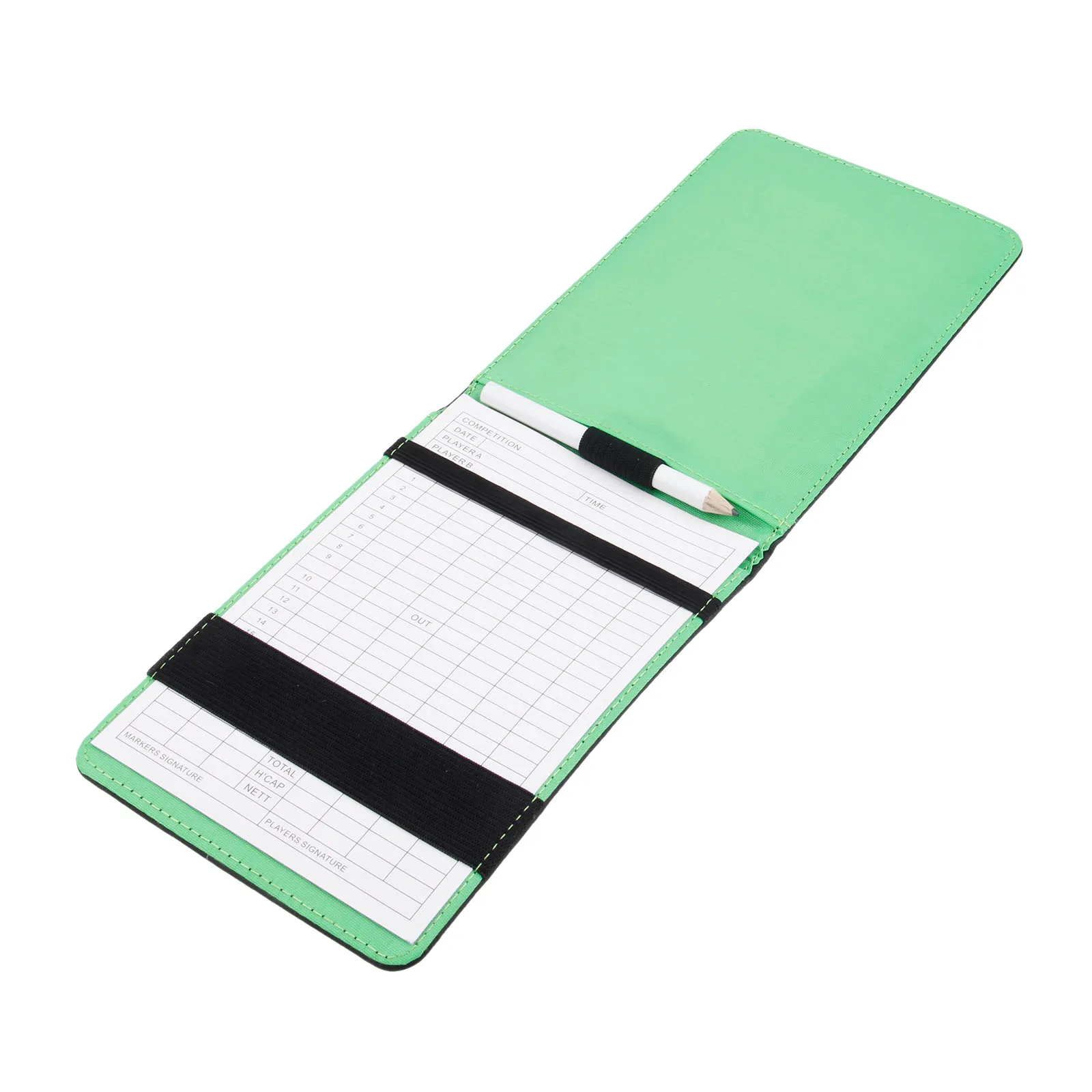 

Black Portable Creative PU Golf Score Card Holder Golf Gread Writting Tool Score Note Book Holder with Wooden Pencil &Score Card