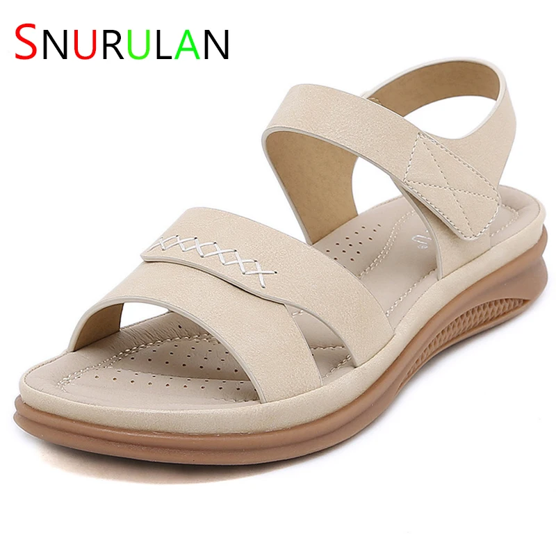 

Сандалии женские пляжные на низком каблуке, винтажные удобные босоножки с вырезами, открытый носок, Повседневная Уличная обувь для прогуло...