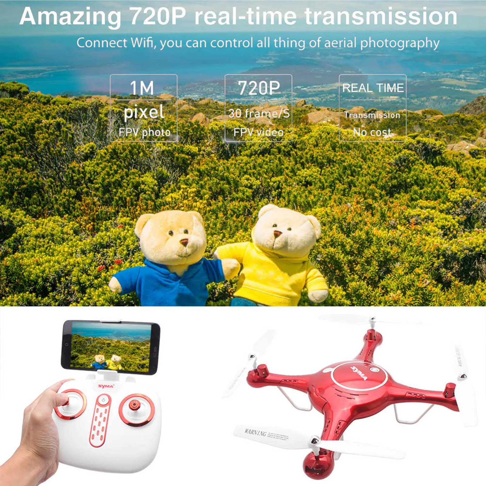 

FPV Drones with Camera Altitude Hold Headless Mode RC Quadcopters Toys 720P Real-time Transmission FPV Drones RC Quadcopters
