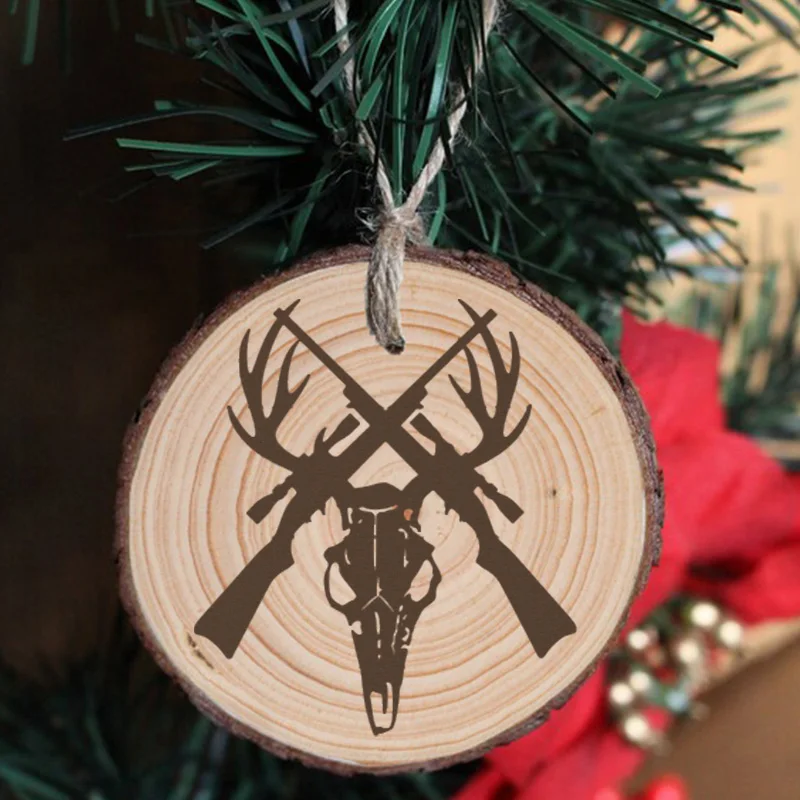 

Деревянное украшение для рождественской елки с оленем, Живое украшение для елки с гравировкой, подвесное украшение, натуральное кольцо, Рождественский деревенский Шикарный декор, м