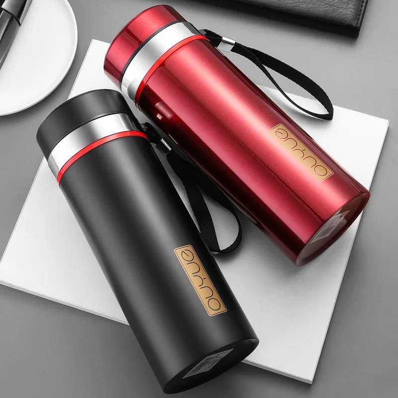 

Drinking Bottle 304 Stainless Steel Vacuum Thermos Bottle Solid Color Large Capacity With Rope Flask Water Bottle