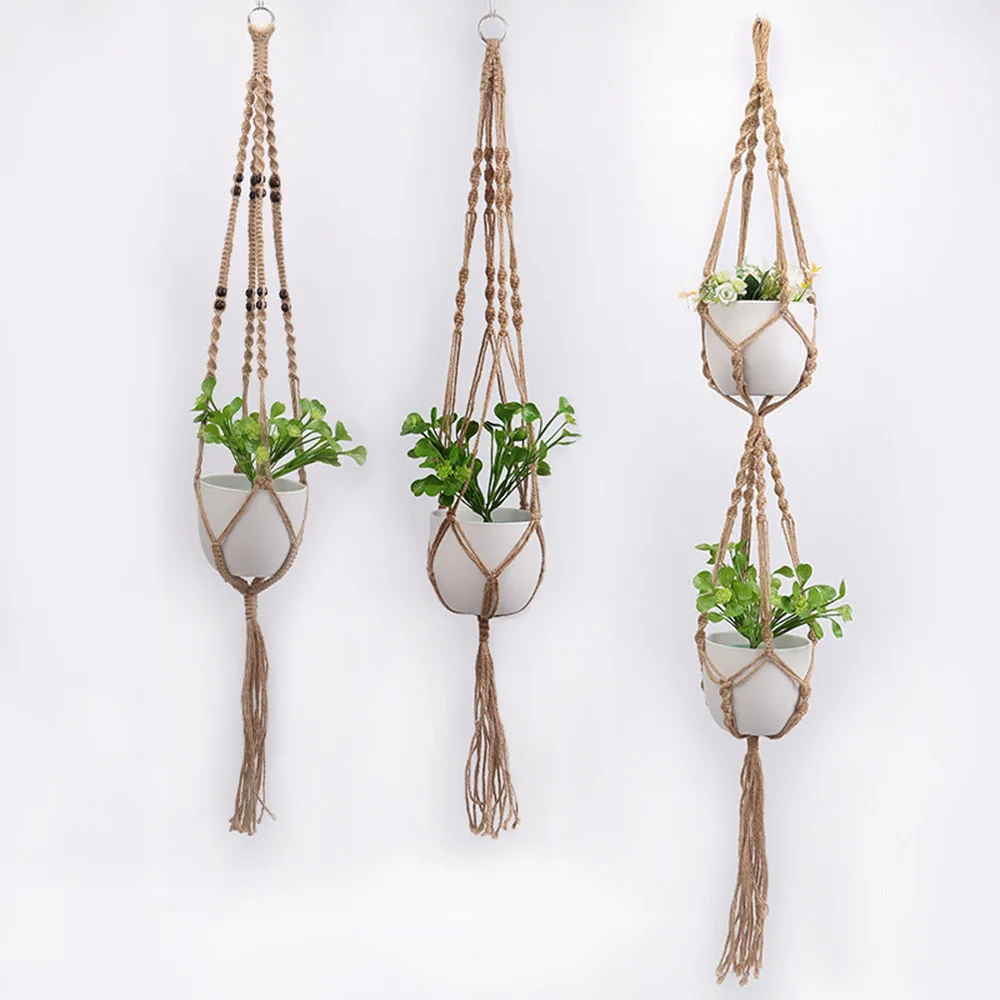 

Handmade Macrame Plant Hanger Flower Pot Hanger for Wall Decoration Countyard Garden Pot Tray for Plant Garden Decoration