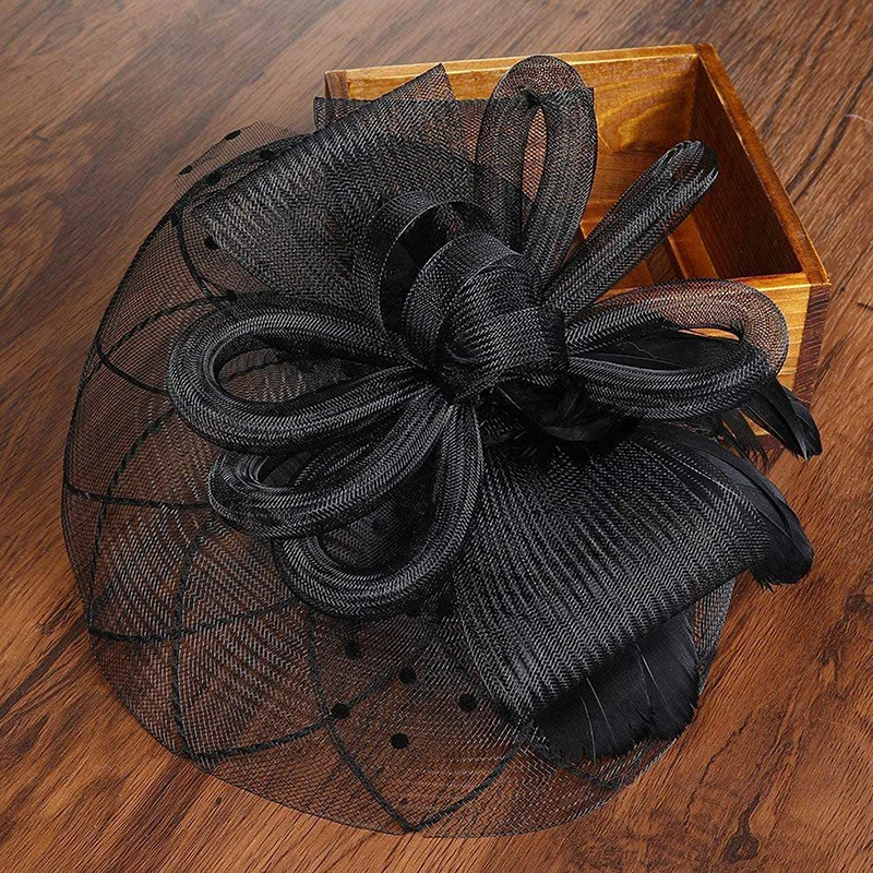 

Retro Elegant Women's Veil Netting Fascinator Headband Fine Mesh Hair Hoop Hairpiece for Party Cocktail Half Veiled Headpiece