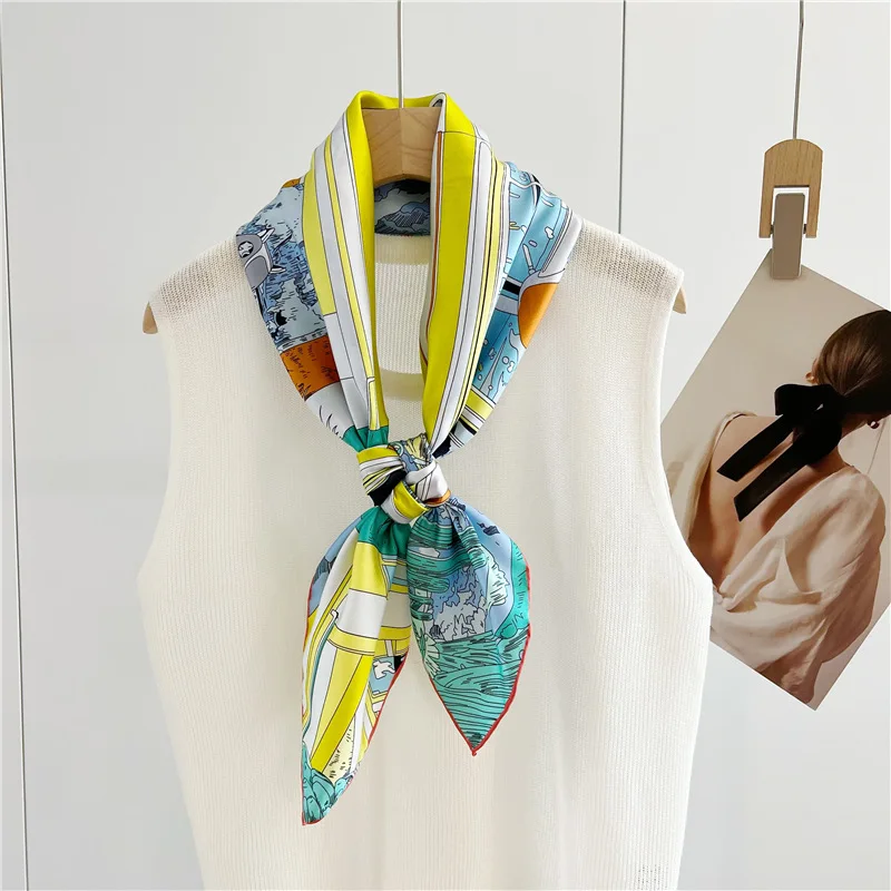 Шарф из чистого шелка 90 квадратных нитей свернутые банданы шарфы шаль 100%