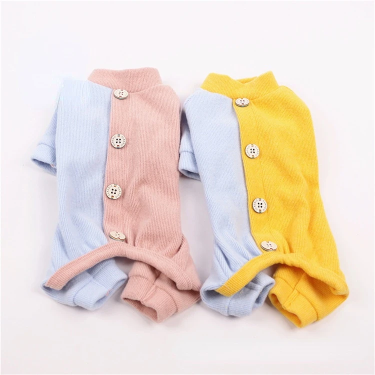 

Pet Contrast Color Four-legged Keep Warm Clothes Kitten Puppy Clothes Poodle Dog Clothes for Small Dog Autumn Winter