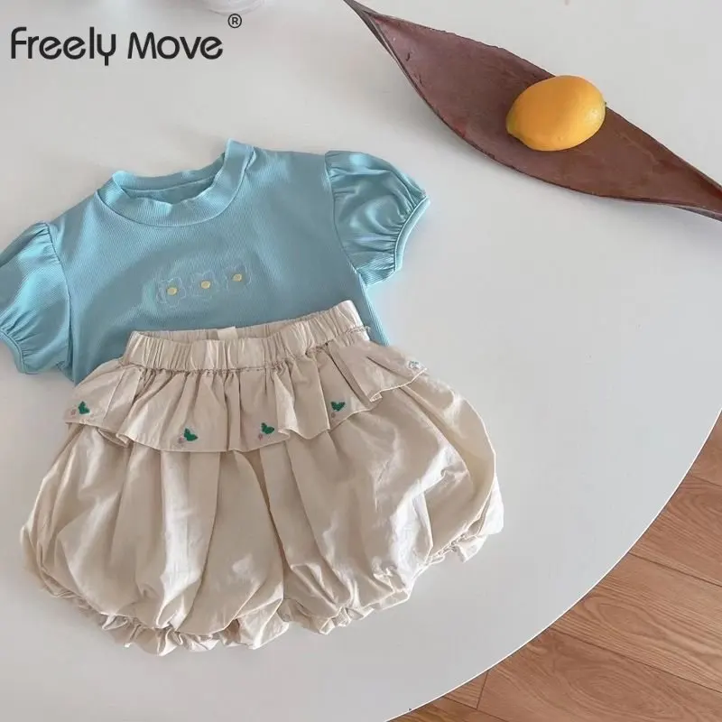 

2 шт., футболка и шорты для новорожденных девочек с цветочным принтом