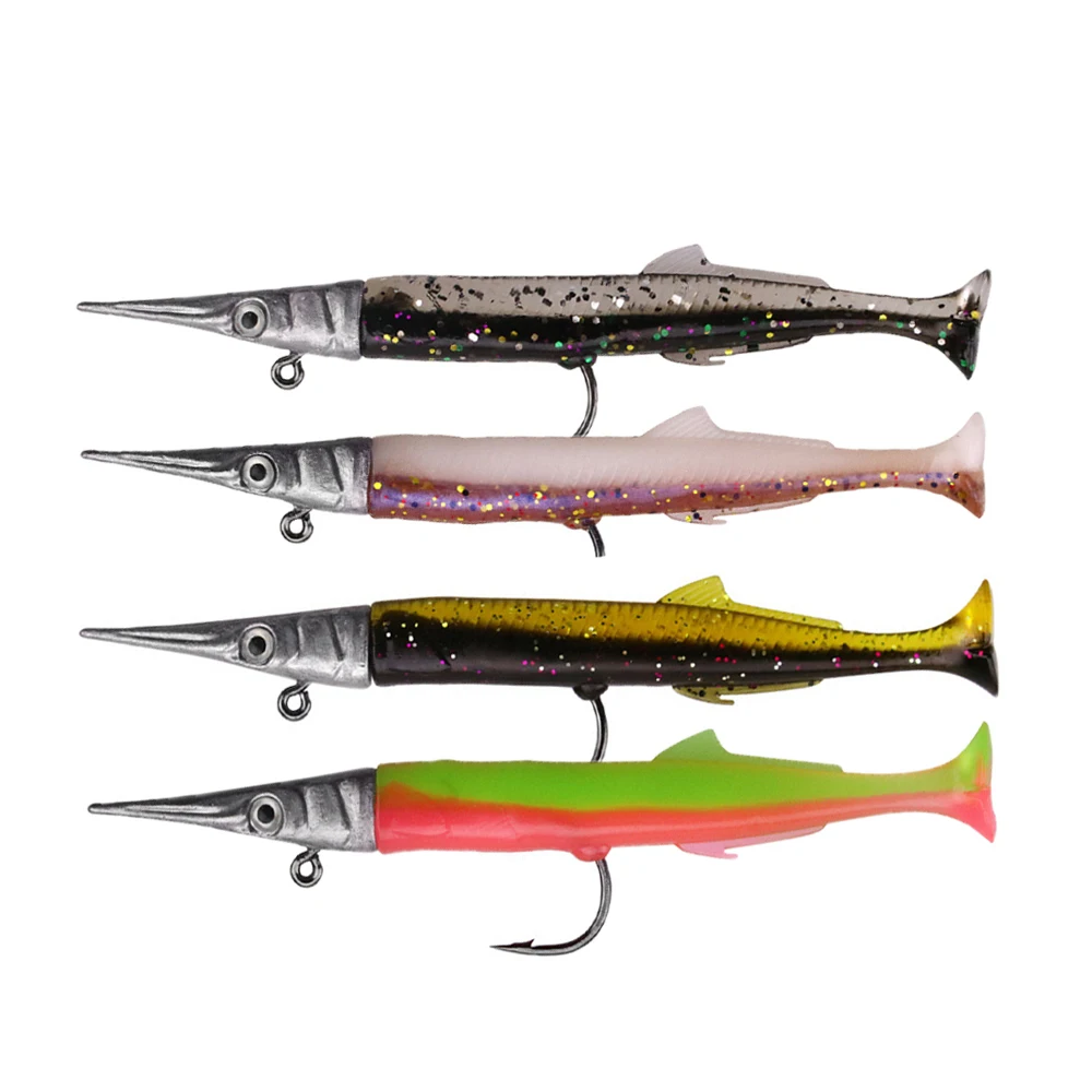 

Topline Track Black Minnow Fishing Bait Luminous Lead Head with 2 Replacement Soft Silicon Swimbait Tail Carp Fishing Lures Set