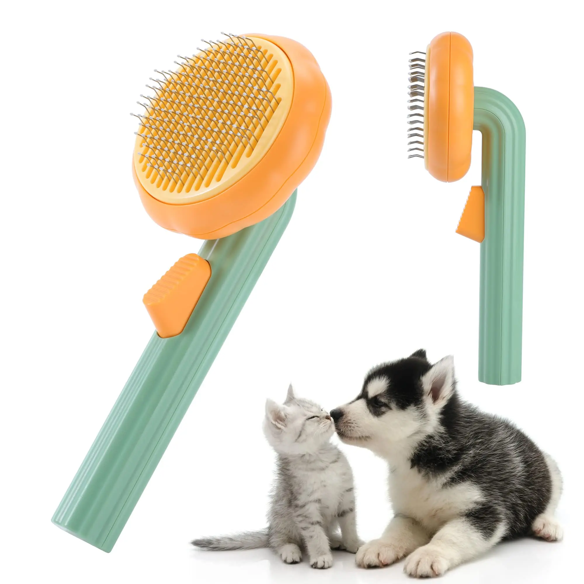

Pumpkin Cat brush Self Cleaning Comb for Dog Removes Undercoat Tangled Hair Cat comb Massages Particle Improves Circulation
